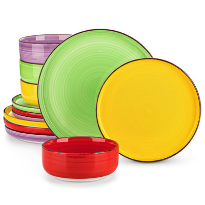 12 Piece Stoneware Dinnerware Set - Service for 4