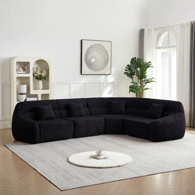 Canapé modulaire courbé 123.2, canapé modulaire en chenille nuage, quatre coussins