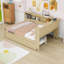 Lit de jour double en bois avec tablettes de rangement et lit gigogne