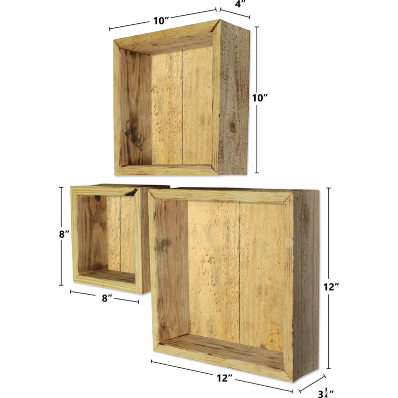 Square Cube Shelf with Adjustable Shelves, Natural Barnwood