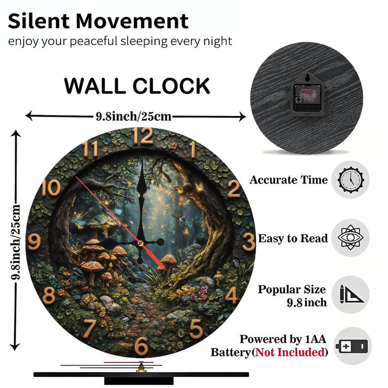 Horloge avec fée champignon forêt