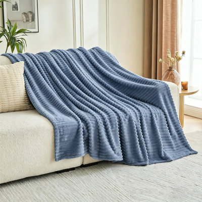 Lightweight Striped—300GSM Soft Fleece Throw Blanket, Decorative & Giftable Striped Blanket For Sofa, Bed, Couch And AC Room.