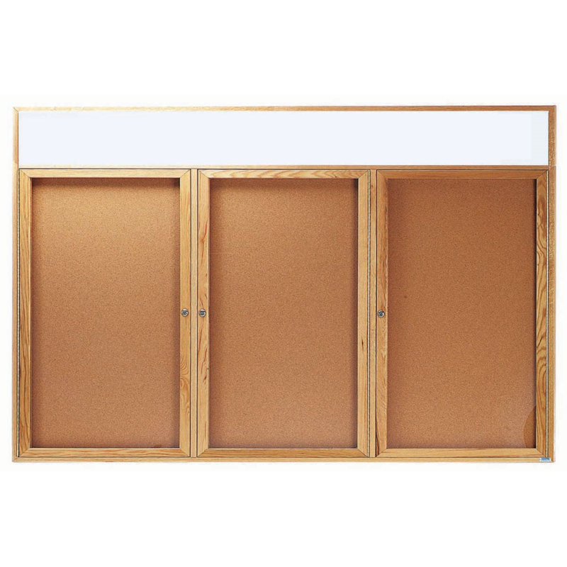 Tableau d’affichage mural fermé, Laque transparente ultrabrillante, Trois, H 48 po x l 96 po