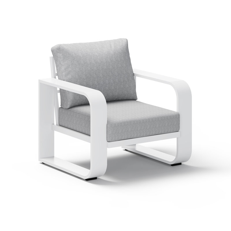 Chaise d'appoint d'extérieur 1 pièce, Gris clair, Blanc