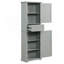 Grande armoire de rangement pour salle de bain, armoire de rangement autoportante avec tiroir et tablette réglable, panneau de fibres à densité moyenne avec finition peinte-1320397738