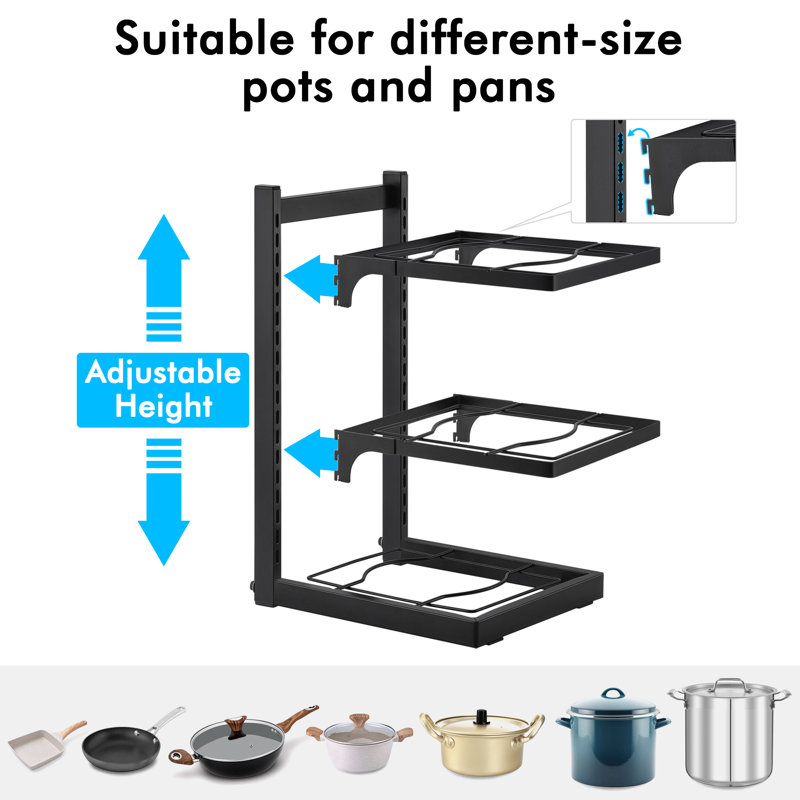  Pots and Pans Organiser Support à casseroles en métal réglable