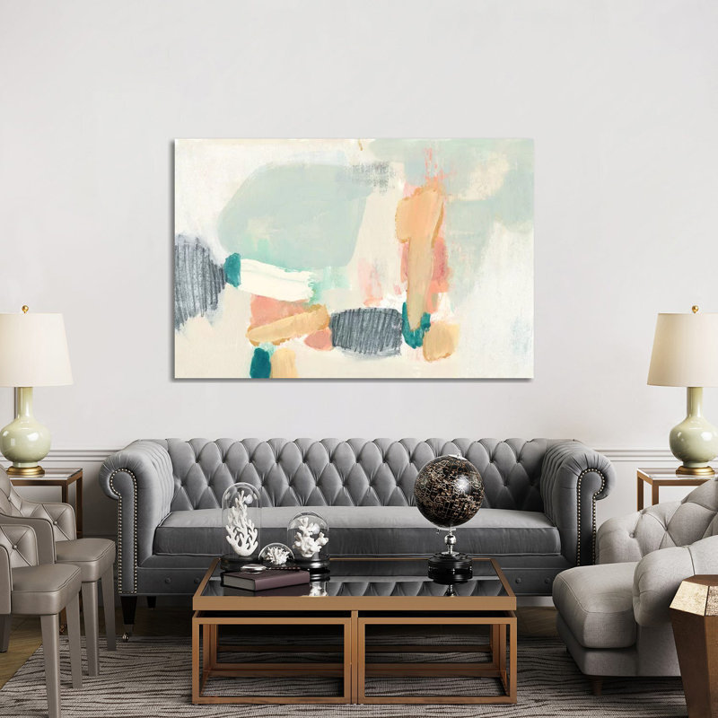 Reproduction d’art « confetti Shapes II » par Jennifer Goldberger, H 40 po x l 60 po x 1,5 po, Toile tendue