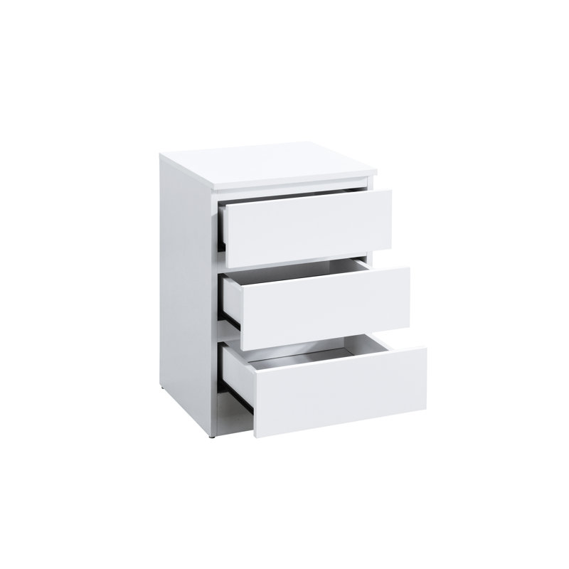 Marqita 3 Drawer Bedside Table, White
