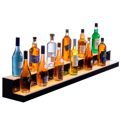 Présentoir à bouteilles de boissons alcoolisées à DEL de 60 po à 2 marches, radiofréquences et contrôlé, crée une ambiance plus lumineuse avec 60 perles de lampe par mètre, 7 couleurs statiques et 22 couleurs dynamiques, plusieurs modes de bricolage, 1 minuterie de 4 heures,