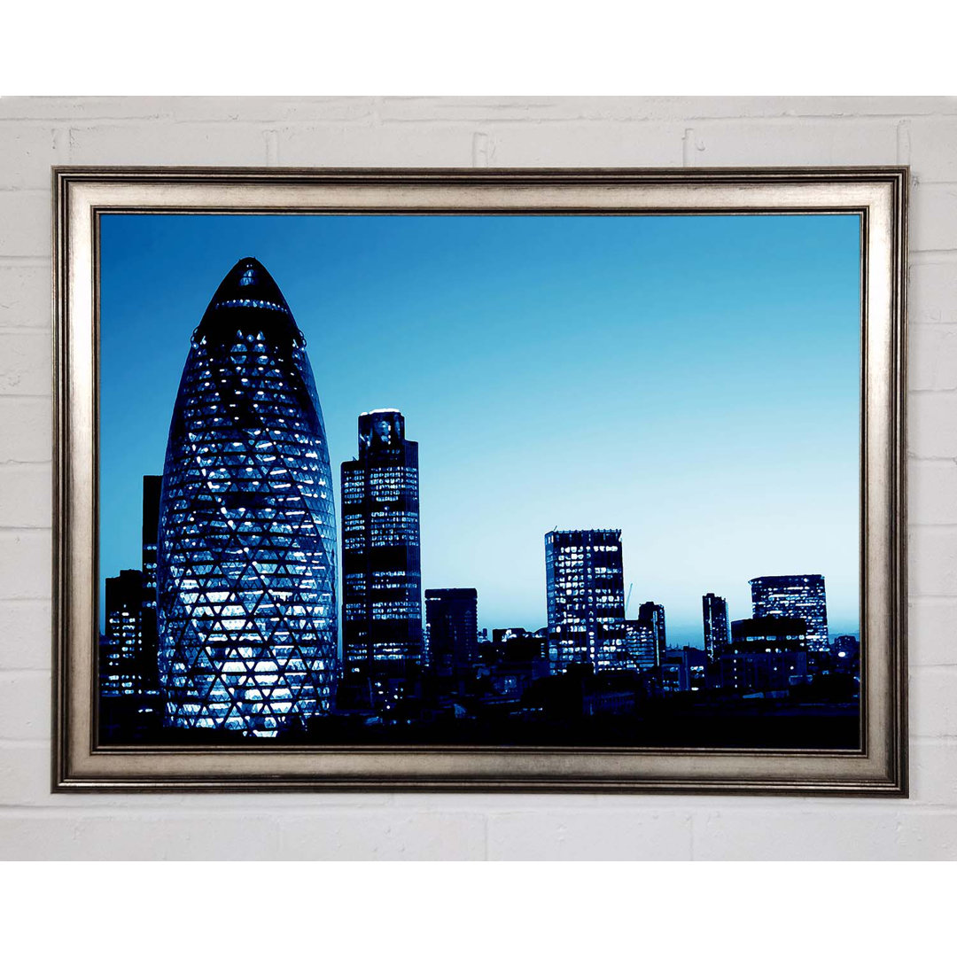 Gerahmtes Leinwandbild London The Gherkin Blue Cast