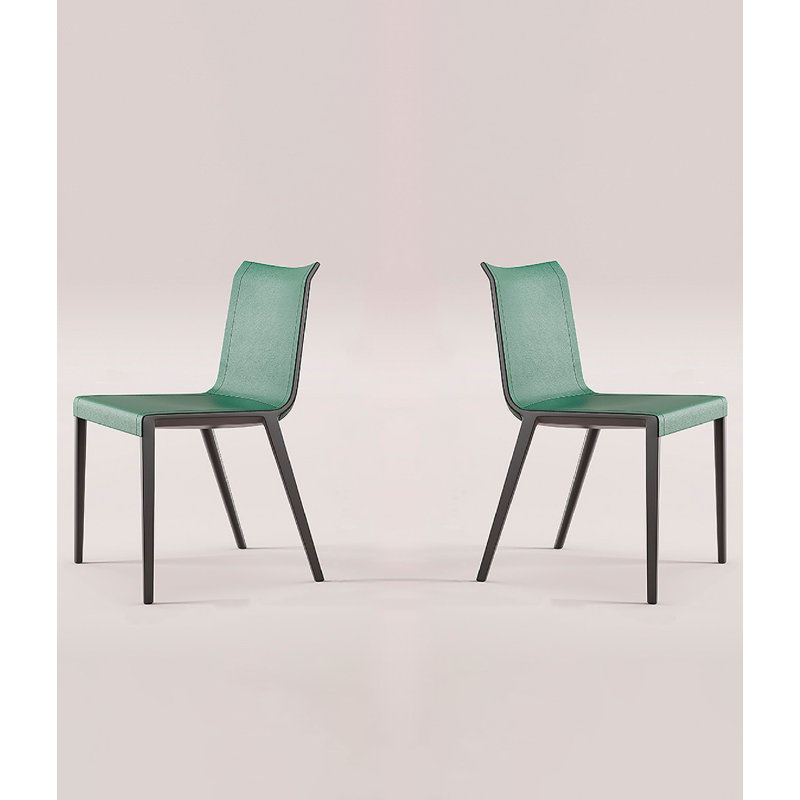 Chaise de salle à manger en cuir italien, Vert