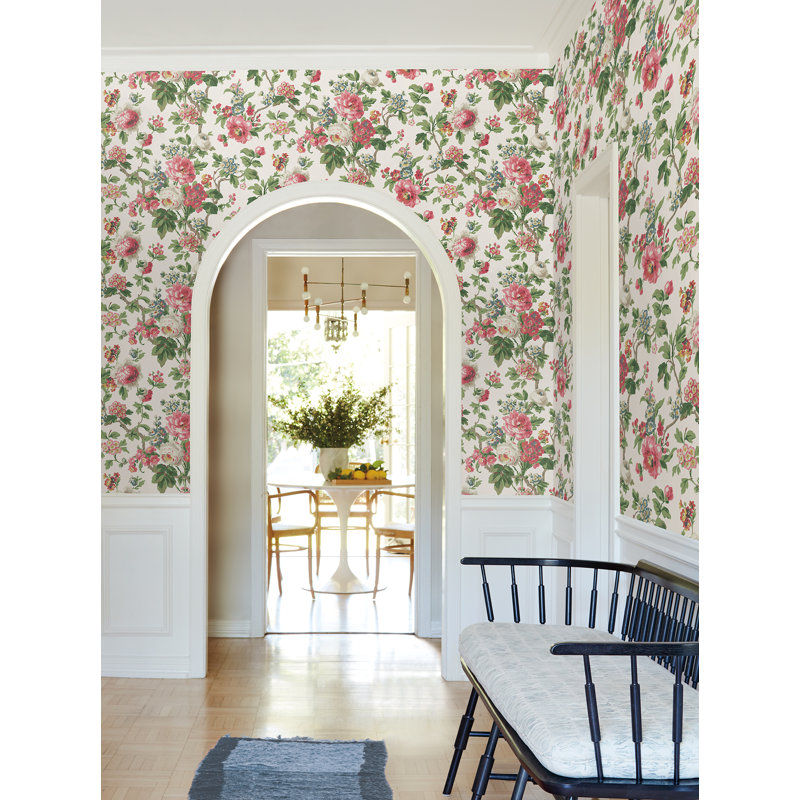 Papier peint floral Beatrix, Pink Coral