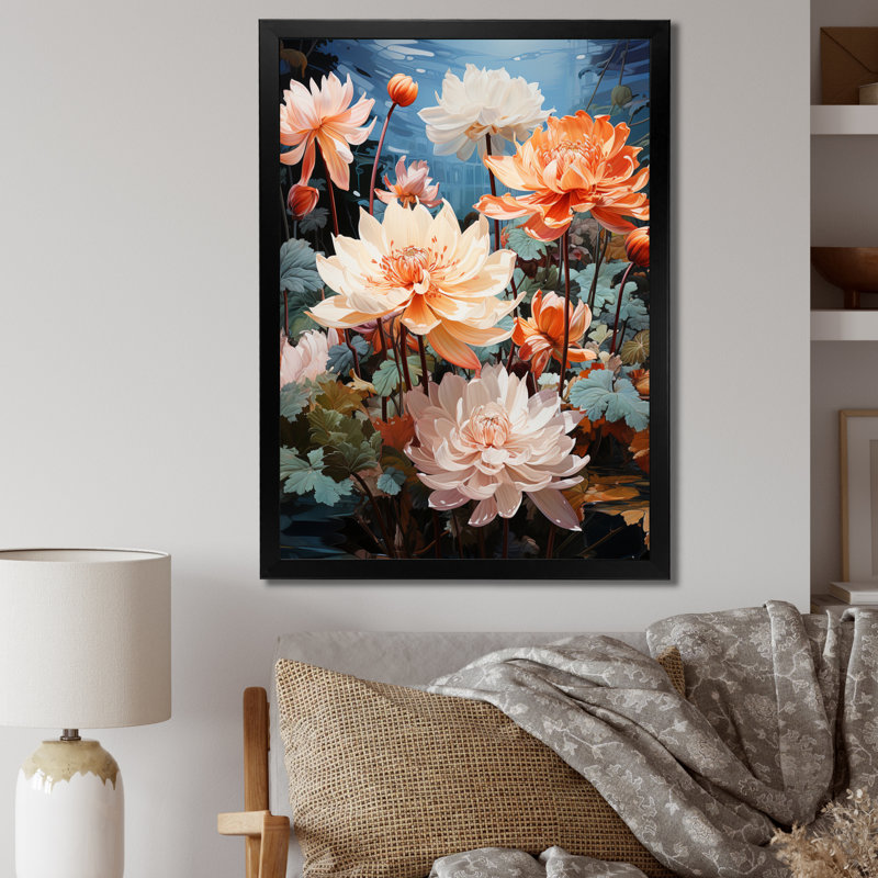 «Crismatt China Art Graceful Blossoms I», reproduction d'art sur toile, Cadre photo noir, H 44 po x l 34 po x P 1,5 po