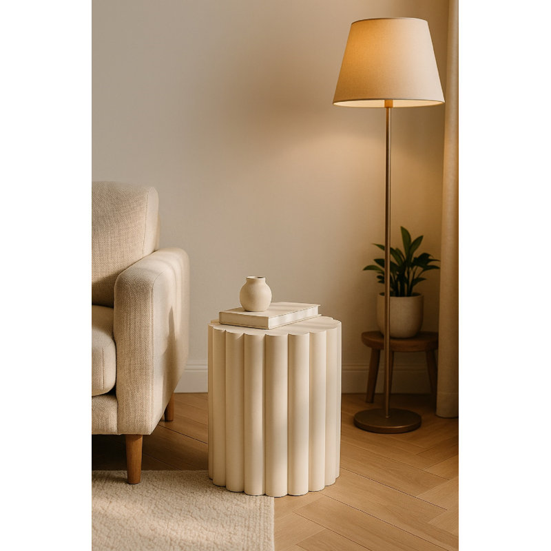 Tabouret en fer blanc et beige