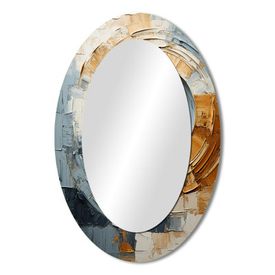 Blue Gold Timeless Turn Vortex - Modern Oval Wall Mirror