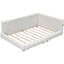  Lit plateforme double tapissier avec station de charge USB et tête de lit décorative, blanc-409132038