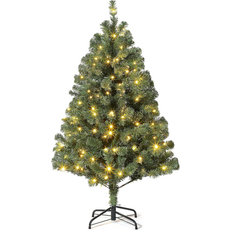 Arbre de Noël 9 pi avec lumières DEL, sapins de Noël épineux réalistes haut de gamme, arbre de Noël des Fêtes avec charnières en métal