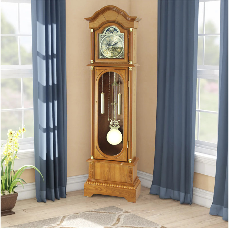 Horloge de grand-père en bois 71,63 po Coston, Chêne mission