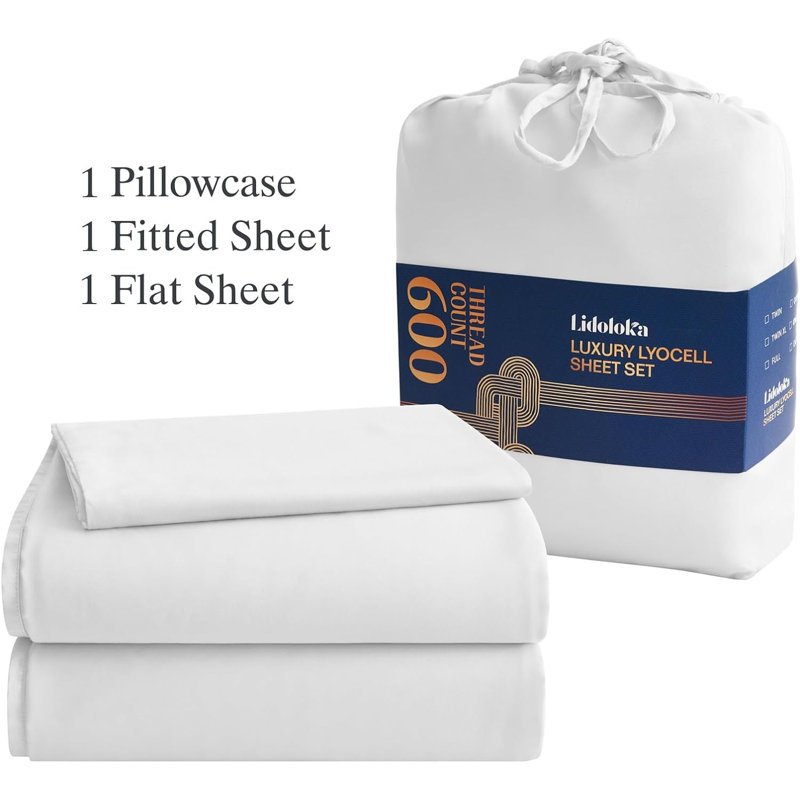 TENCEL Hand Woven Sheet Set, Twin Sheet Set with 1 Pillowcases, White