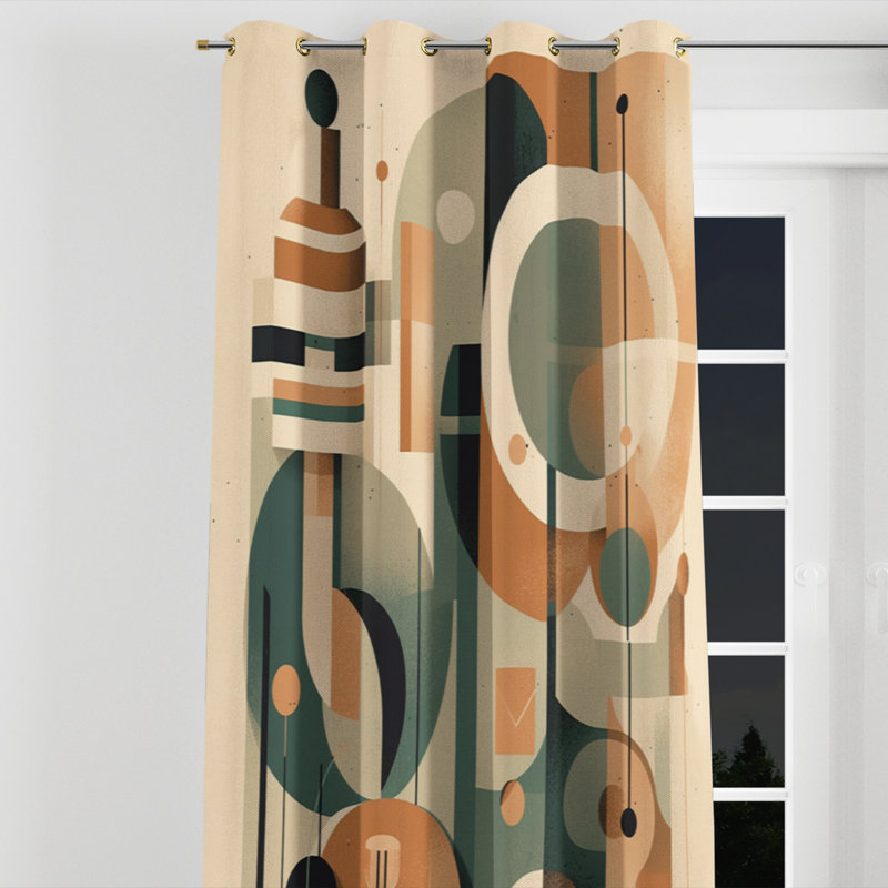 Rideau occultant à œillets orange et vert Mid Century Momentum I - Mid-Century, l 52 po x L 108 po, Golden Grommets