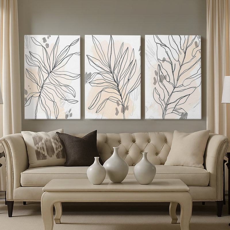Palm S Carnaval I - Toile tendue avec châssis sur mesure - 3 pièces, H 12 po x l 24 po