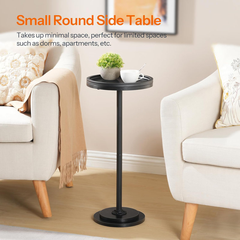 Ensemble de 2 tables d'appoint à piédestal rond pour petits espaces, tables basses rétro pour salon, chambre à coucher et canapé