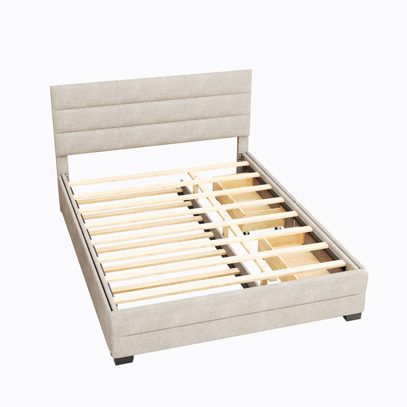 Eastampton Upholstered Storage Platform Bed, Beige