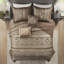 Ensembles de literie en jacquard réversible luxueux pour grand lit, microfibre or brun