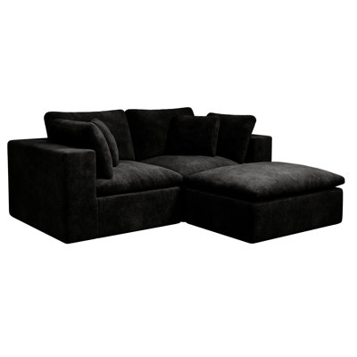 78.8*68.9"Modular Sectional Sofa Seat,Upholstered Compressed Couch For Living Room,Bedroom,Apartment,No Assembly Required,3PC Free Combination,Plush Corduroy Fabric,BLACK