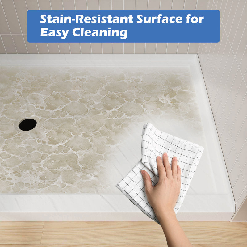 60" W X 36" D Acrylic Shower Base, Composite Single Threshold Shower Pan, Center Drain Slip-Resistant
