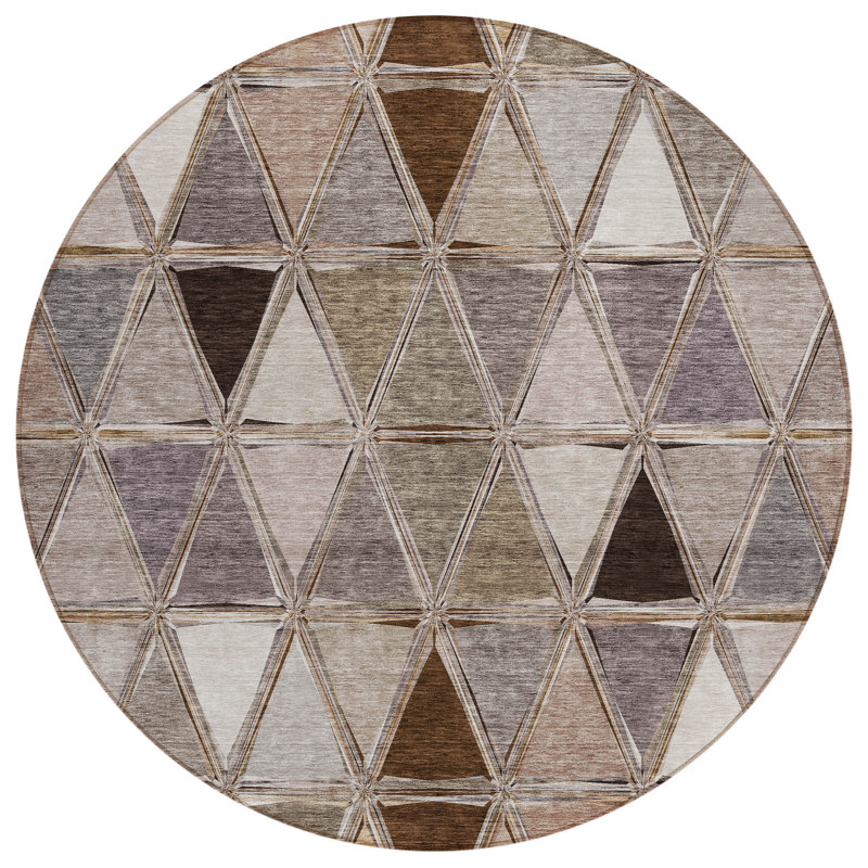 Shivan Washable Geometric Indoor / Outdoor Rug, Round 8'