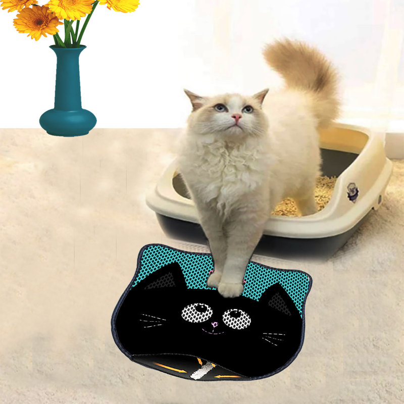 Tapis de litière durable pour chat, 15,7 po x 19,7 po | 50% PVC / 50% polyester, lavable à la machine et passer l'aspirateur | Parfait pour un nettoyage facile, conception antidérapante pour garder votre maison propre et fraîche, idéal pour les propriétaires d'animaux de compagnie