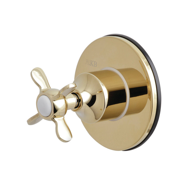 Kingston Brass Single-Handle Wall Mount Three-Way Diverter Valve with Trim Kit, Polished Brass