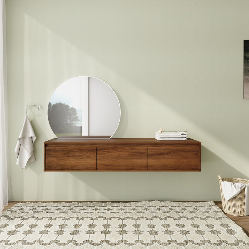 Rangement mural pour salle de bain flottant 60 po avec tiroir à fermeture en douceur 60 po, H 11,07 po x l 60 po x P 18,01 po