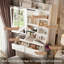 Ensemble de meuble-lavabo blanc compact avec éclairage à DEL réglable, rangement caché, miroir et tabouret rembourré - parfait pour les petites chambres