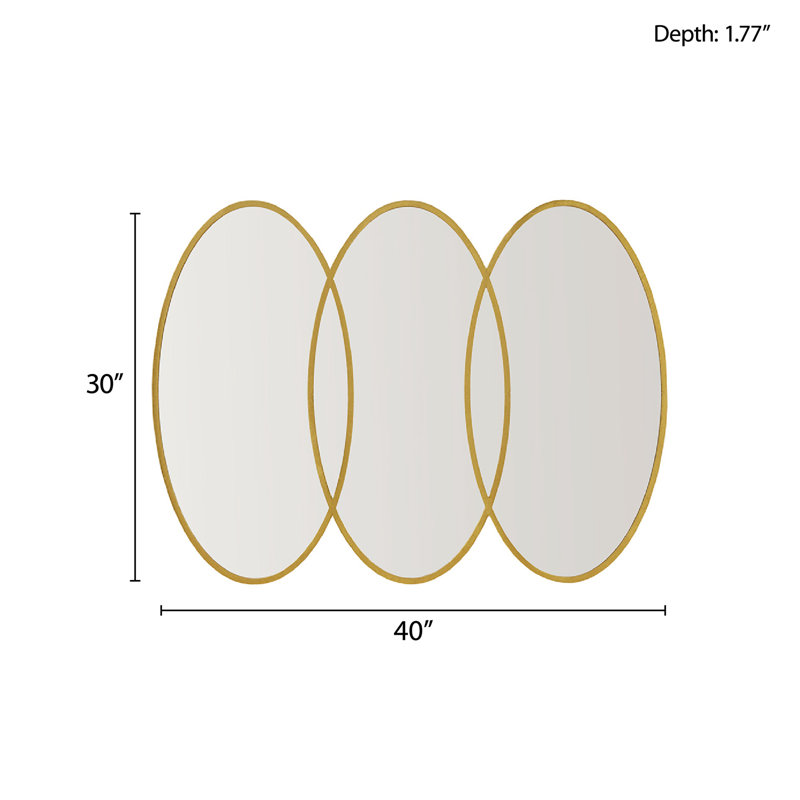 Eclipse Trio Overlapping Oval Gold Wall Mirror