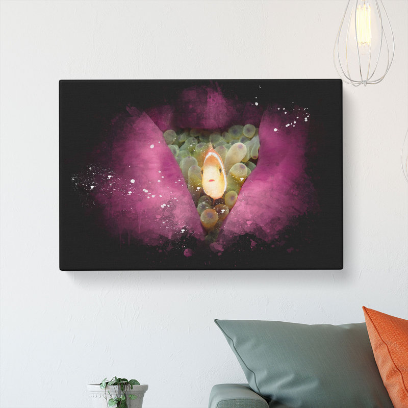 Clownfish & Sea Anemone - Wrapped Canvas, 60cm H x 91cm W x 3cm D