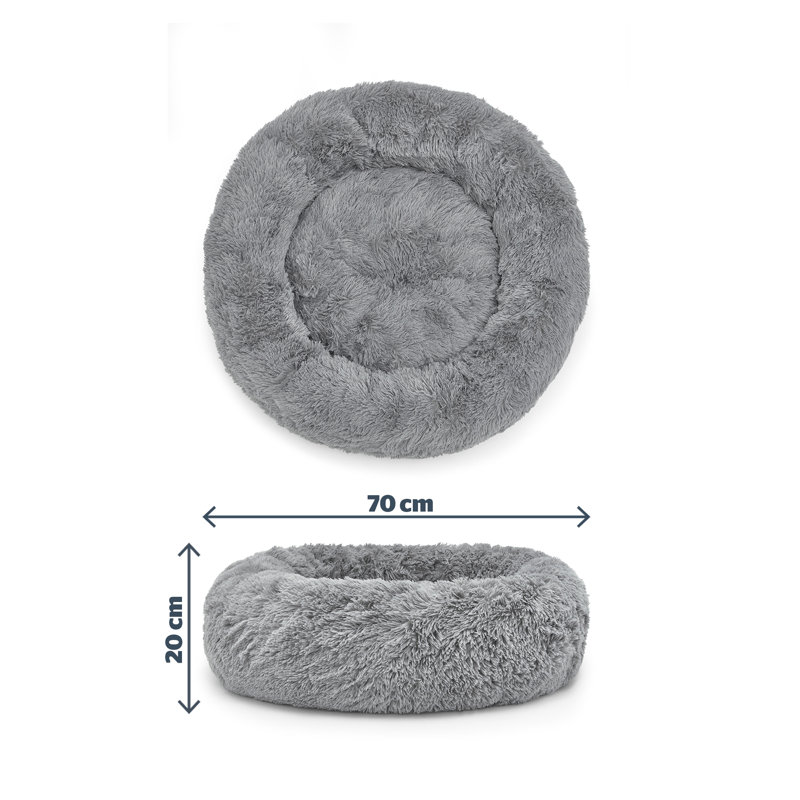 Silentnight Calming Plush Donut Pet Bed, 20cm H x 70cm W x 70cm D, Grey
