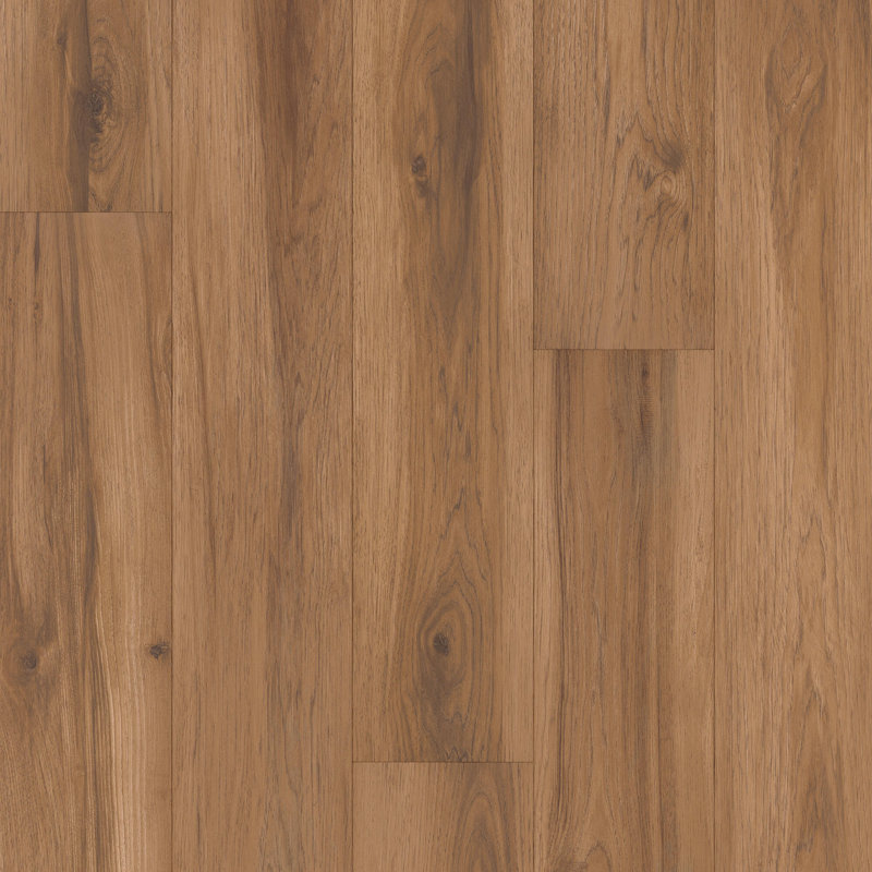 Restoration Collection® Atlas 7.66" x 59.5" x 12mm Hickory Laminate Flooring in Canyon, Medium Brown Wood