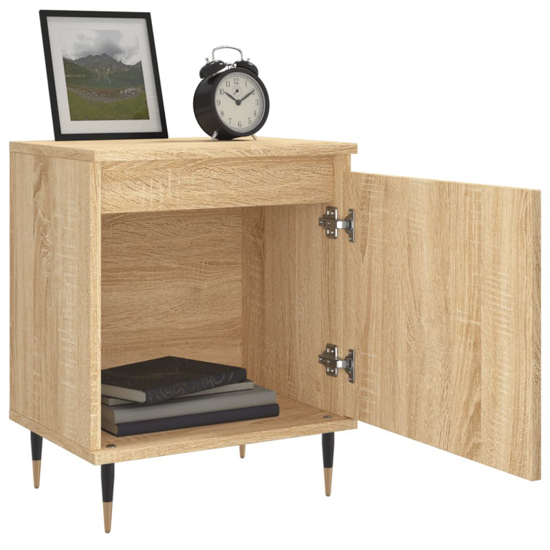 Gaitani 40cm W Iron Bedside Table, Sonoma Oak