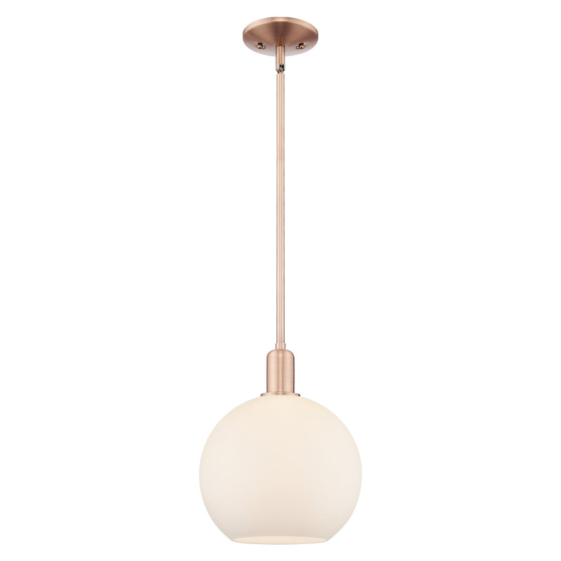 Mini-luminaire suspendu 1 lumière Arcadia - Athens, H 9 po x l 10 po x P 10 po, Blanc mat, Cuivre antique