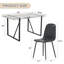 Minimalist Retro Dining Table Set With Textured Top And 6 Upholstered Chairs
