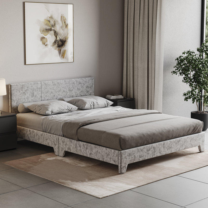 Scipio Upholstered Bed, UKFR Certified, Silver, Double (4'6)