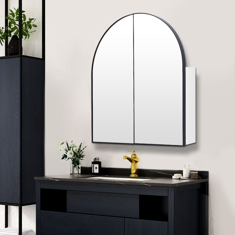 Rinny W H Framed Medicine Cabinet Mirror 1 Adjustable, Matte Black