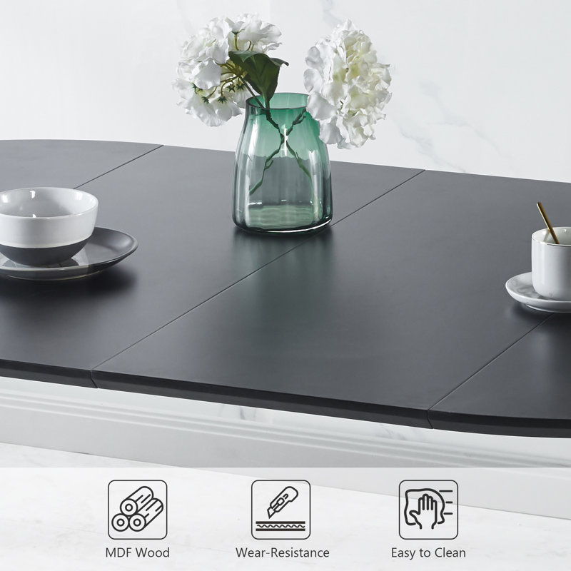 Extensible table,DINING TABLE,OFFICE TABLE,COFFEE TABLE, Black, Natural