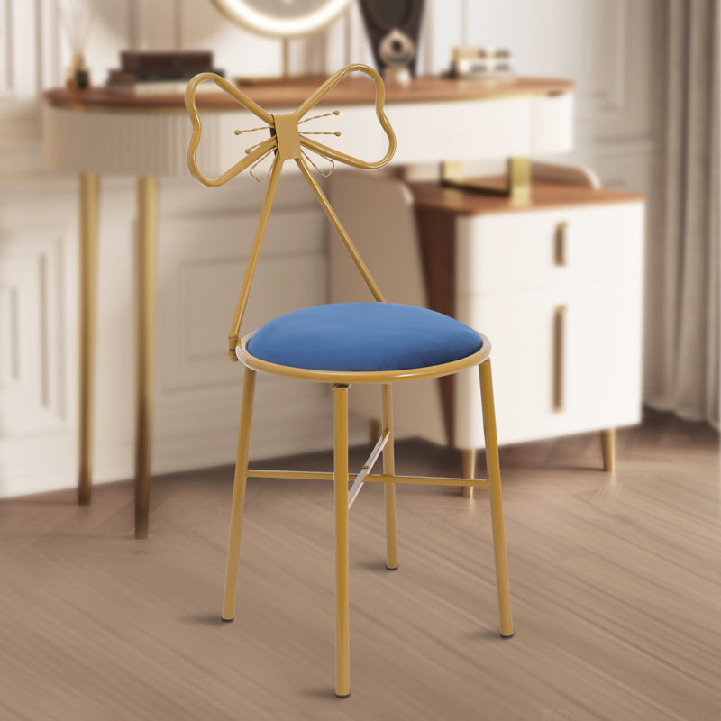 Fauteuil à dossier papillon 13,39 po, Bleu, Velours