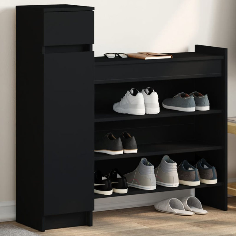 12 Pair Shoe Storage Cabinet, Black