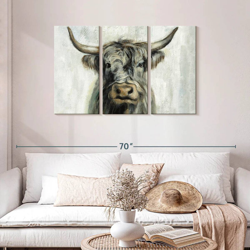 Vache Highland horizontale, H 28 po x l 45 po