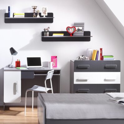 4 Piece Rectangular Standard Desk Office Set black,white