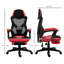 Fauteuil ergonomique - Fauteuil à haut dossier rouge avec repose-pieds pour bureau avec dossier en filet, dossier lombaire, hauteur réglable, roulette pivotante